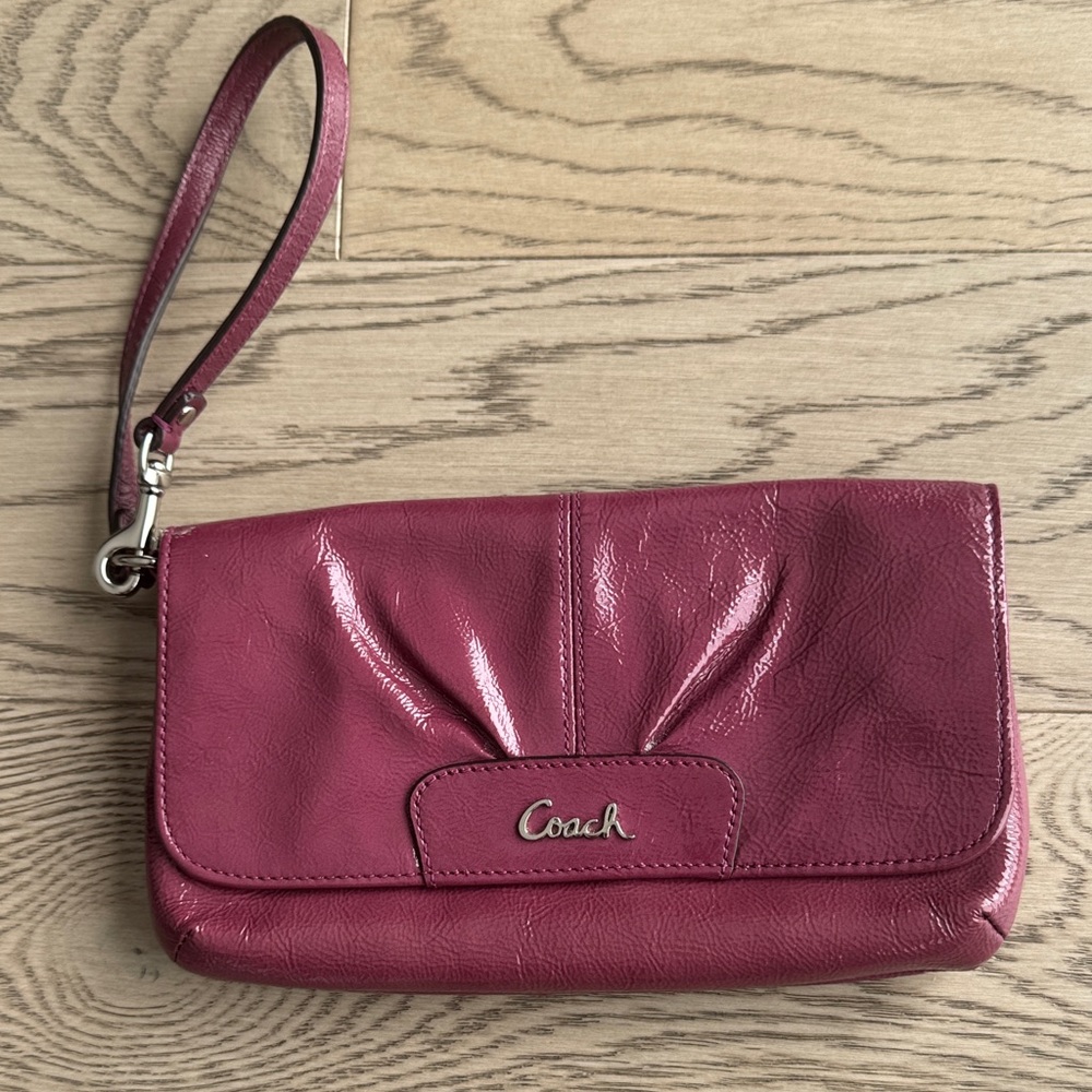 Coach Shiny Purple Wristlet Wallet